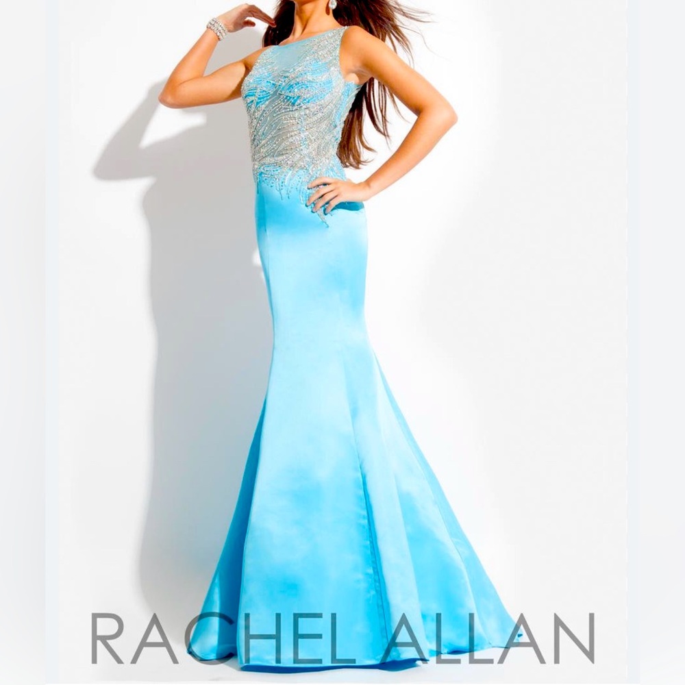 Rachel Allan rhinestone prom dress sz 4 Satin dress beaded illusion bodice